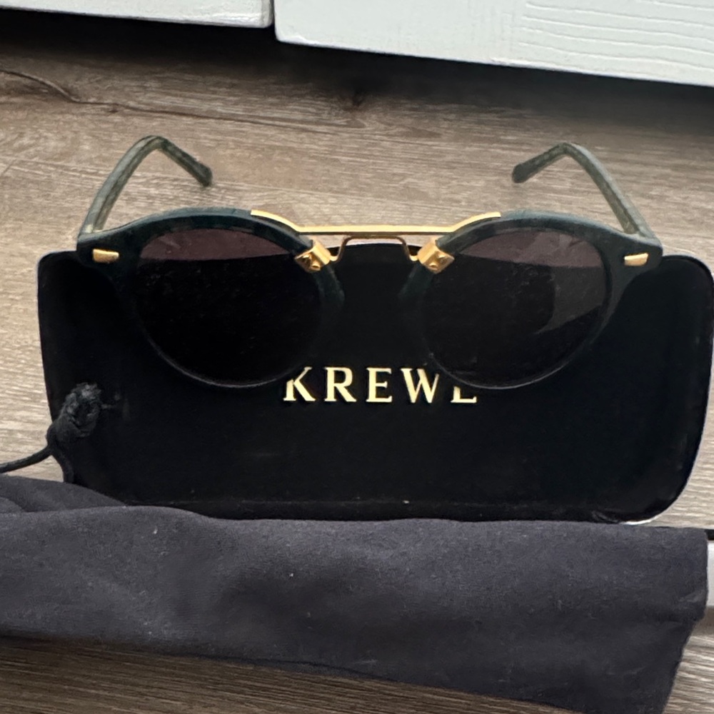 KREWE Dark Green and Gold Sunglasses